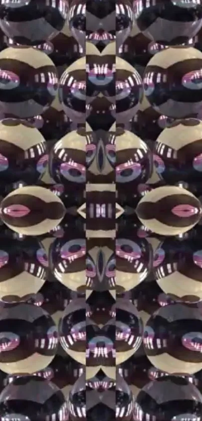 Kaleidoscope artwork with abstract spheres in dark tones.