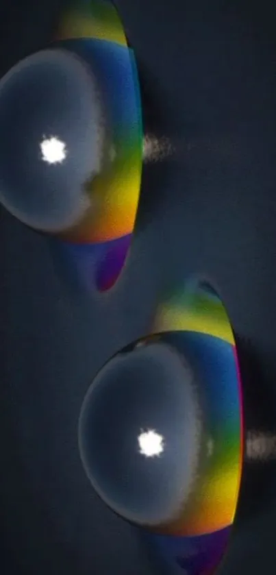 Abstract spheres with rainbow gradient on a dark background wallpaper.