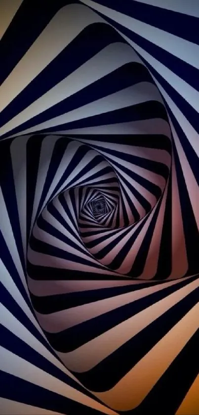 A mesmerizing hypnotic spiral pattern in bold black and orange colors.