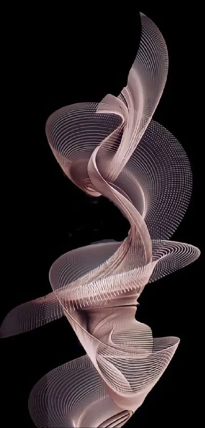 Abstract spiral design with elegant pink lines on black background.