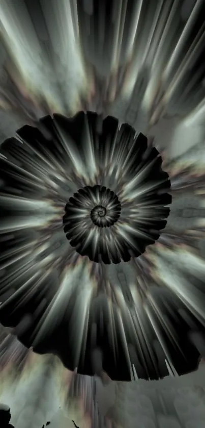 Abstract spiral wallpaper with dark, intricate patterns for mobile screens.