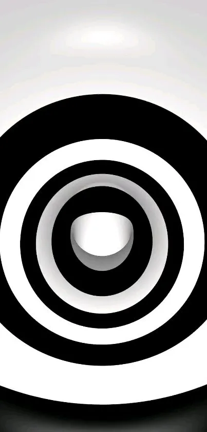 Black and white concentric circles design for a modern phone wallpaper.