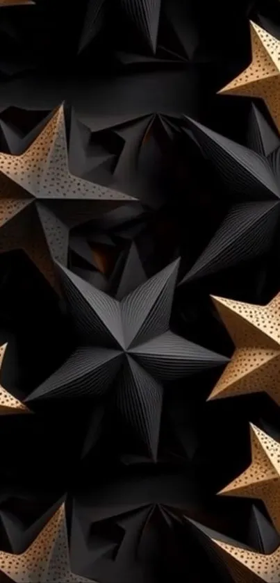 Abstract star pattern wallpaper in black and gold tones