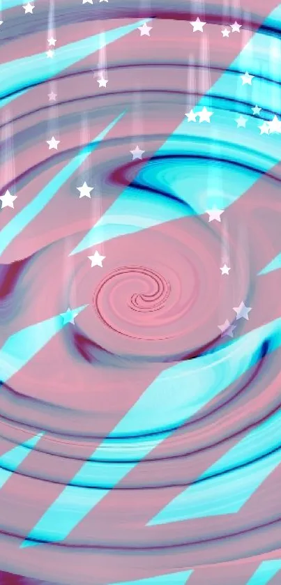 Abstract wallpaper with blue and pink swirl pattern.