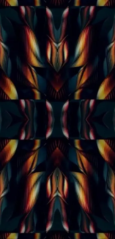 Abstract symmetric pattern in dark hues.