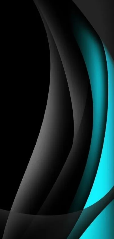 Abstract teal and black mobile wallpaper with sleek curves.