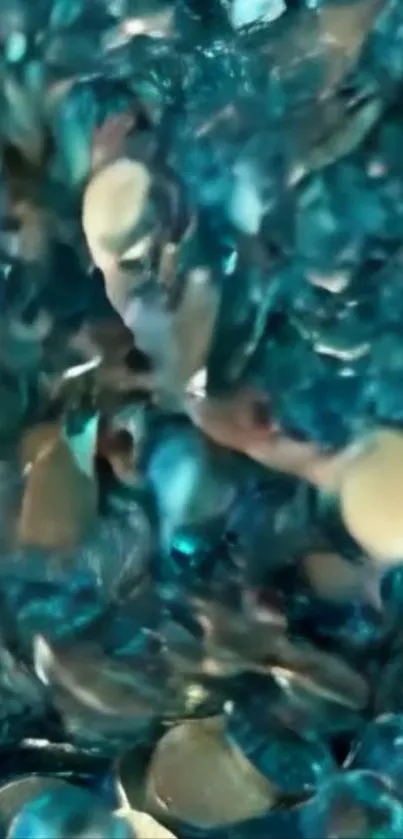 Abstract teal and gold glitter design art wallpaper.