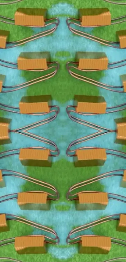 Abstract tech-inspired wallpaper with vibrant shapes and wires. Great for modern devices.