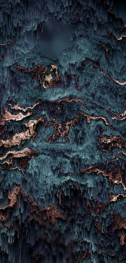 Abstract teal and copper texture mobile wallpaper.