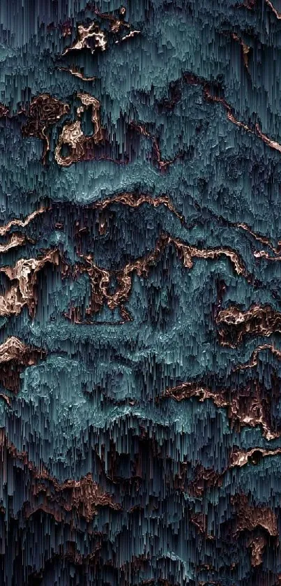 Abstract textured waves with deep blue and copper tones.