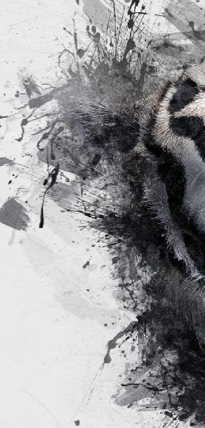 Abstract black and white tiger artwork on mobile wallpaper.