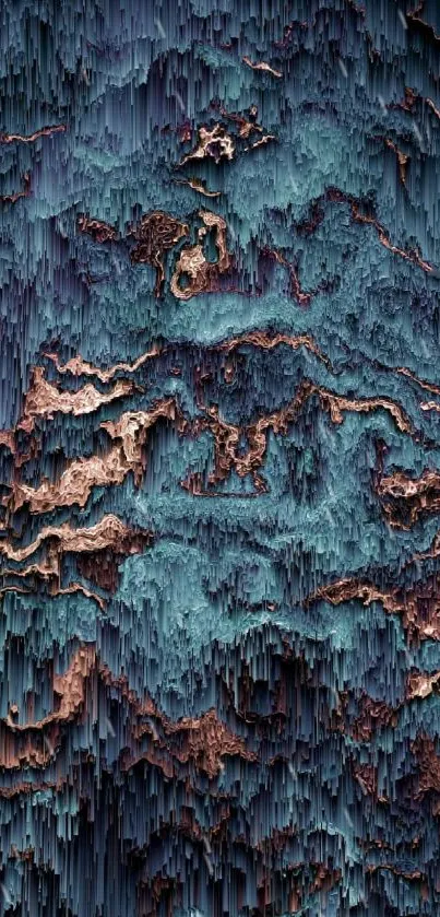 Abstract turquoise and earthy toned textured mobile wallpaper.