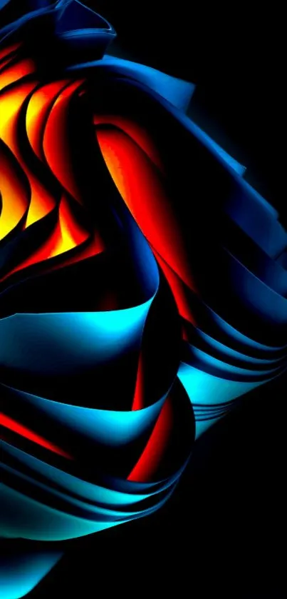 Vibrant abstract 3D art wallpaper with dynamic blues and reds.