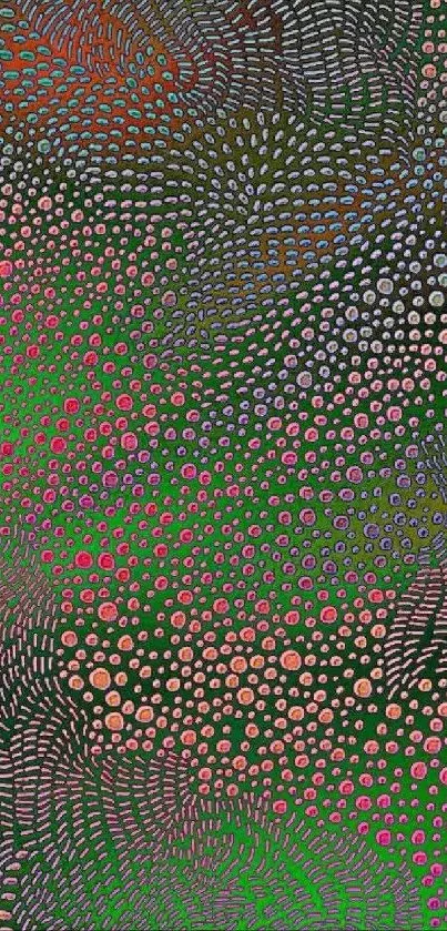 Abstract vibrant dotted pattern wallpaper with dynamic colors.