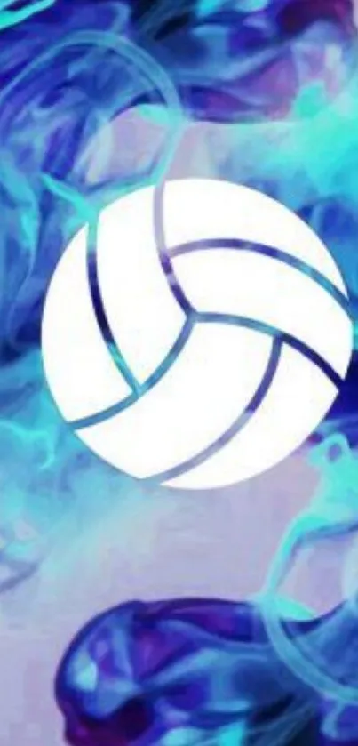 Abstract volleyball with blue, purple hues.