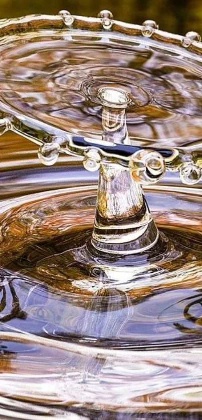 Artistic water drop with intricate reflections in golden hues.