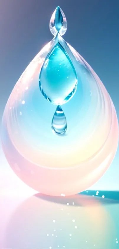 Abstract water droplet in soft hues mobile wallpaper.