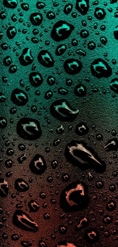 Abstract wallpaper with teal and black water droplets on gradient background.