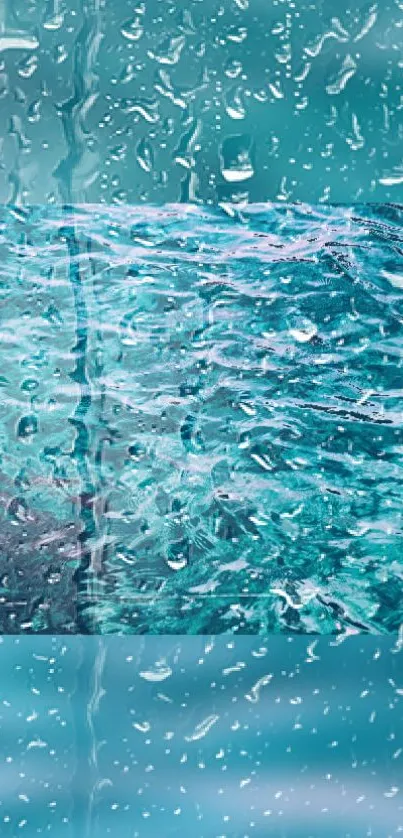 Abstract teal water and drops mobile wallpaper.