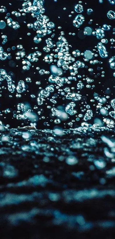 Dynamic water drops on a dark background wallpaper.