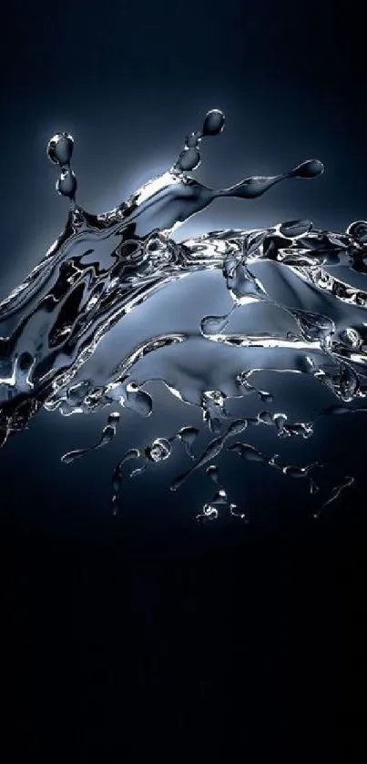 Dark abstract water splash wallpaper with silver tones.