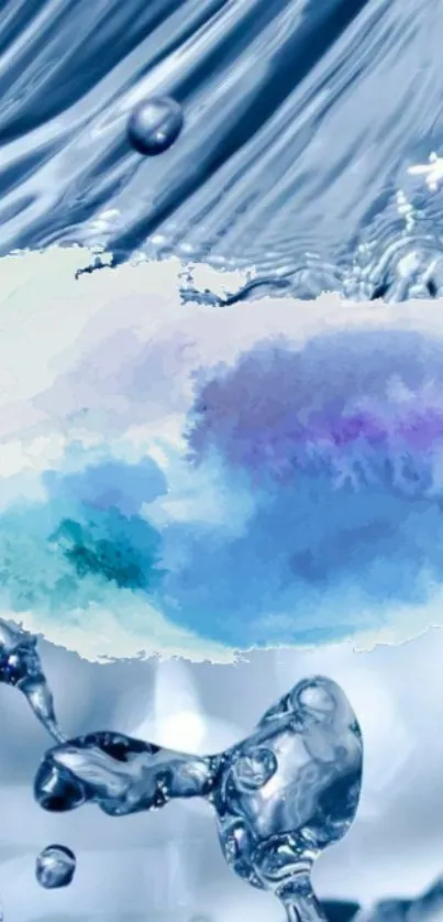 Abstract blue watercolor splash with liquid design.