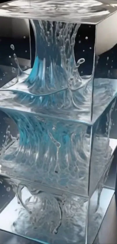 Abstract waterfall cube art wallpaper design for mobile devices.