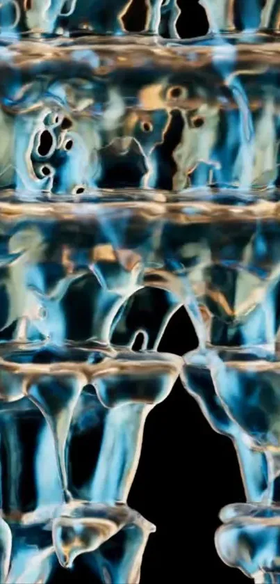 Abstract cascading water in blue hues.