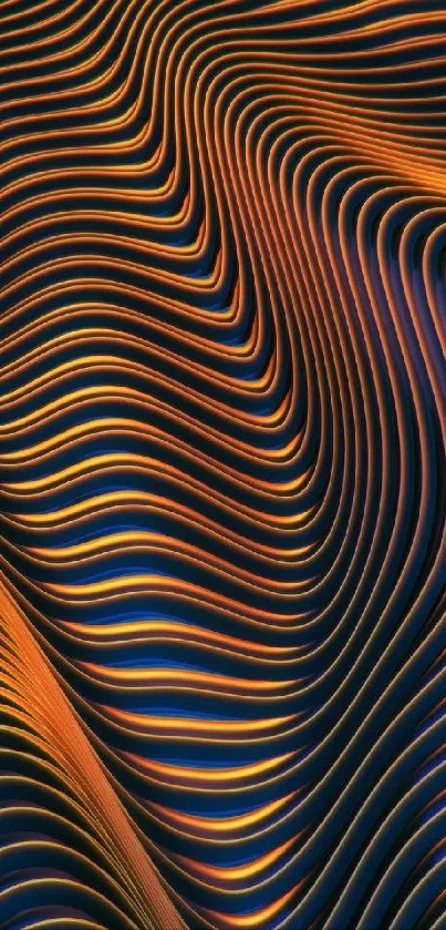 Abstract blue and orange wave pattern wallpaper for mobile phone.