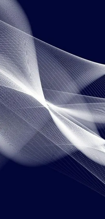 Abstract navy wallpaper with white waves.