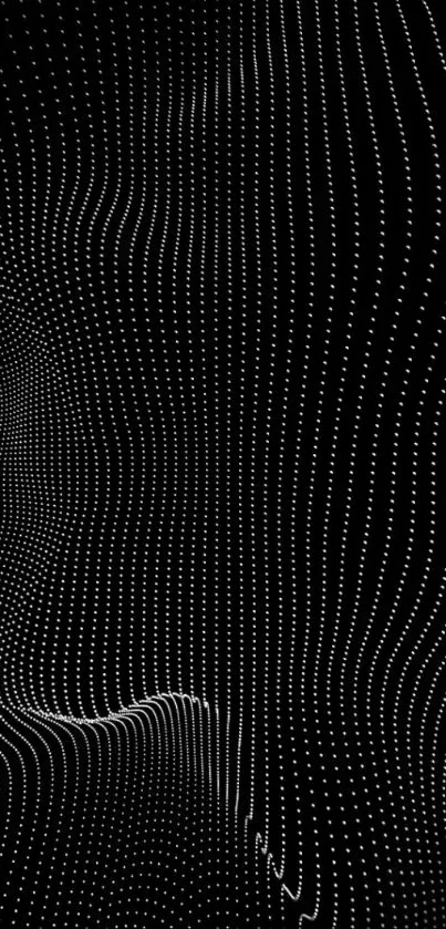 Abstract black waves with dot patterns on a mobile wallpaper background.