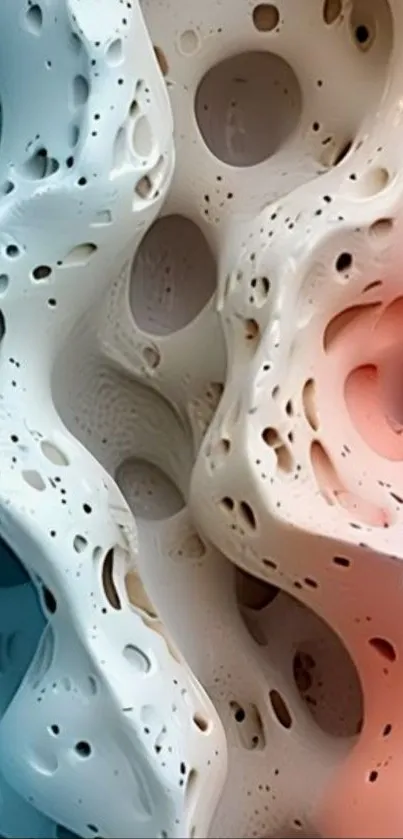 Abstract wavy design with pastel blue, white, and pink colors.
