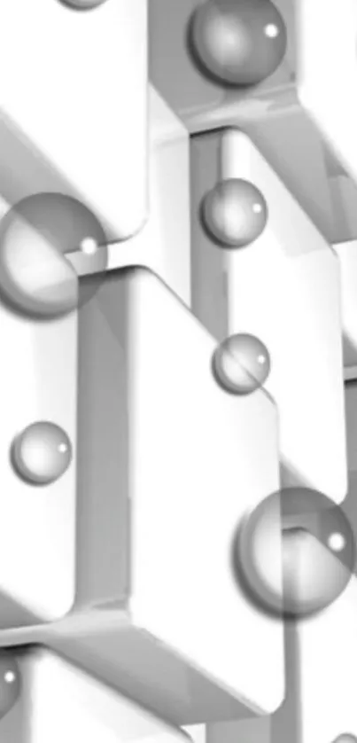 Abstract 3D wallpaper with white bubbles and geometric design.