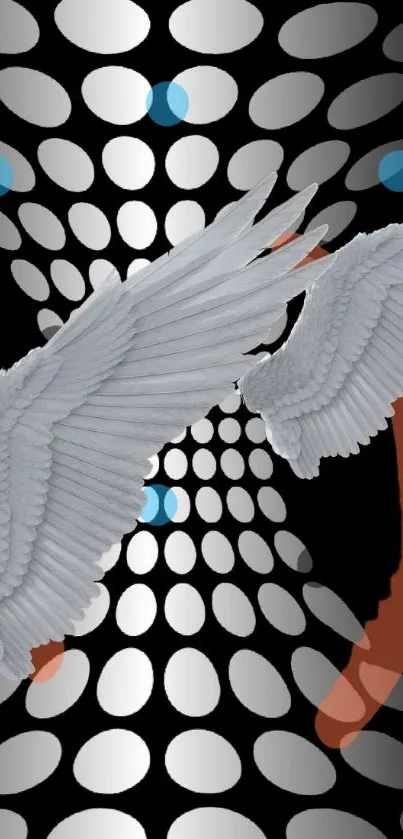 Abstract wings with dots in a digital art style.
