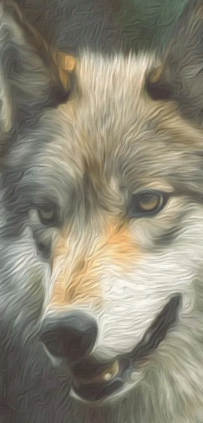 Abstract wolf in gray tones with brushstroke texture.