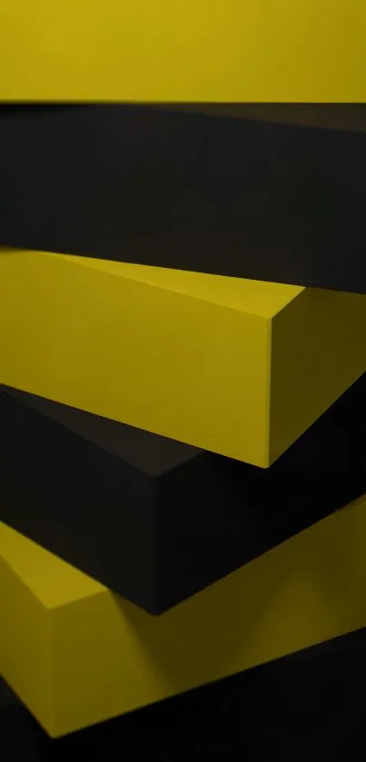 Abstract 3D black and yellow shapes mobile wallpaper.