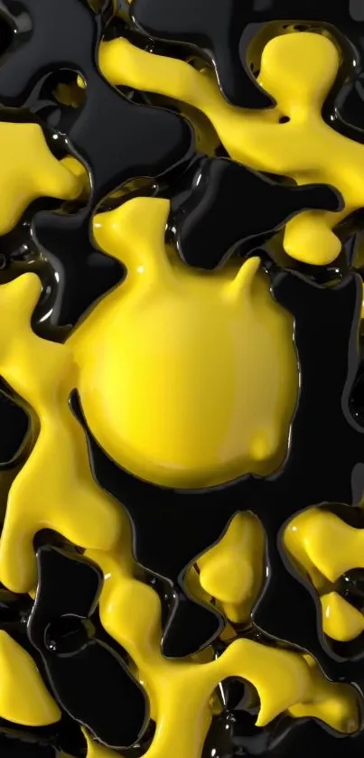 Vibrant abstract yellow and black phone wallpaper design.