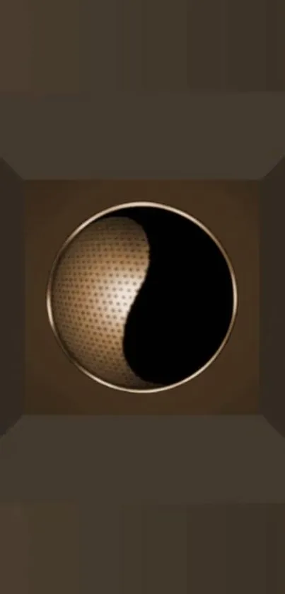 Abstract Yin Yang in brown tones on a digital background.