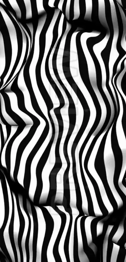 Stylish black and white abstract zebra stripe pattern on mobile wallpaper.