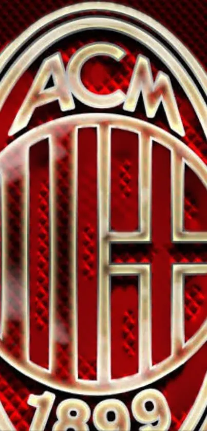 AC Milan logo on a vibrant red background wallpaper.