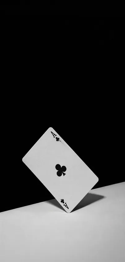 Ace of Clubs card on black and white background.