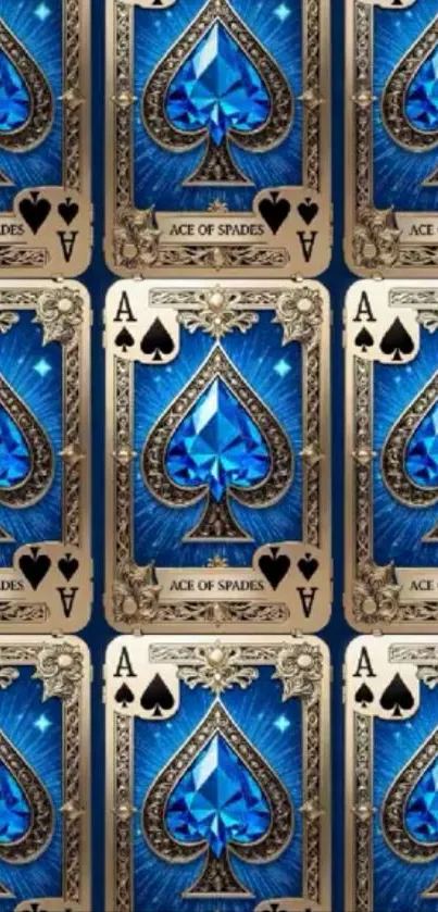 Ace of Spades with blue elegant design