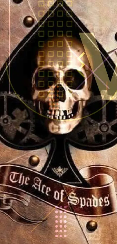 Ace of Spades skull art wallpaper with vintage design.