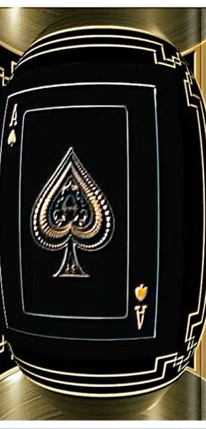 Luxurious black and gold Ace of Spades background.