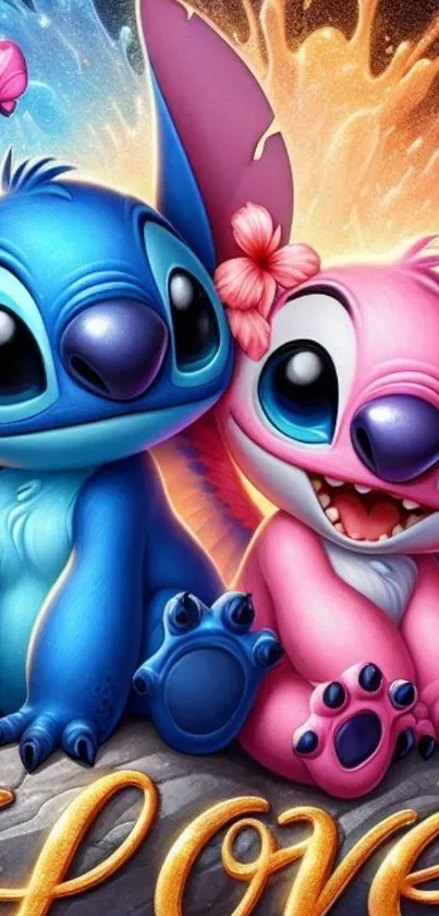 Cartoon aliens with vibrant colors and butterflies.