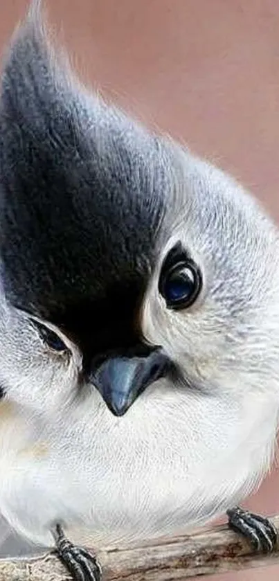 Adorable bird with a fluffy mohawk perched on a branch.