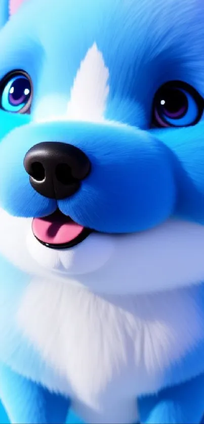 Adorable cartoon puppy with blue fur and a friendly expression.