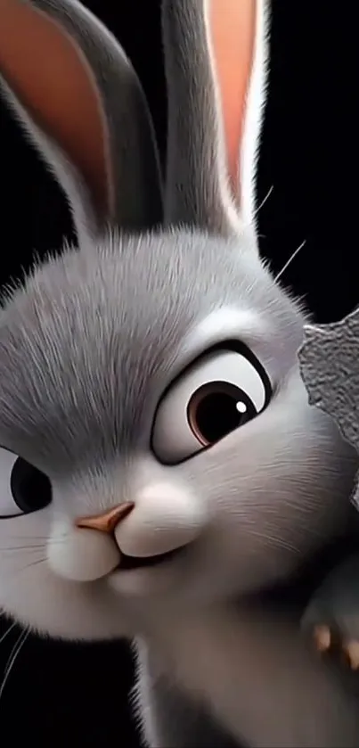 Cute cartoon bunny peeking from a wall