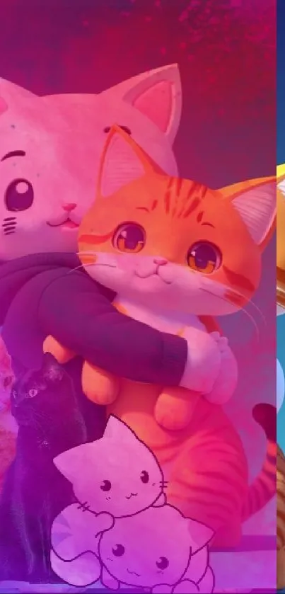 Adorable cartoon cats in vibrant colors.