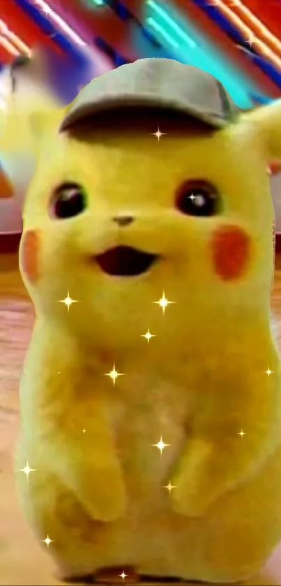 Cute yellow cartoon character with sparkles.